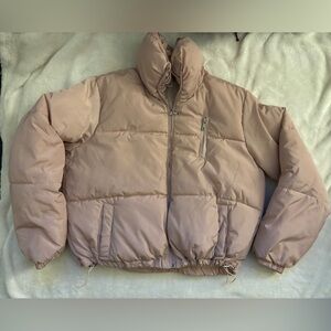 Charlotte Russe - cropped full zip puffer jacket - light pink - Lg